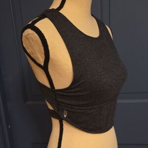 Free People Movement Charcoal Gray Crop Bra Top Criss Cross Back No Wear Small